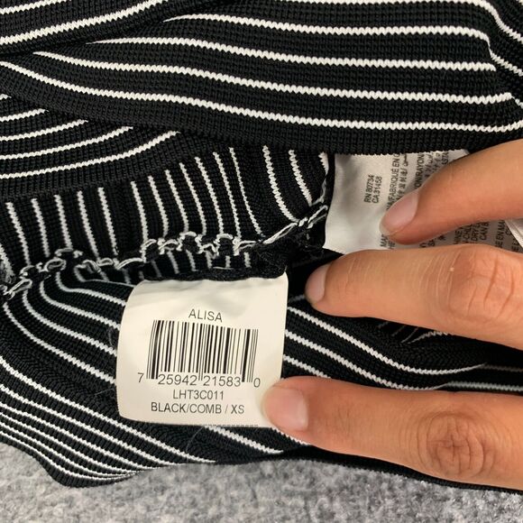 BCBGMaxazria Skirt Womens XS Extra Small Black White Striped Bandage Knit Mini - Picture 7 of 10